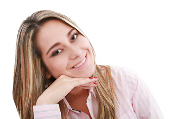 Image showing Portrait of a beautiful business woman smiling 