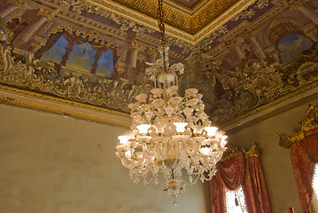Image showing Chandelier with seeling decorations