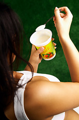 Image showing Eating Yogurt