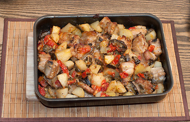 Image showing Stewed vegetables with meat.