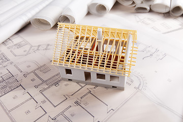 Image showing House blueprints close up