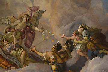 Image showing Generous angel throwing coins