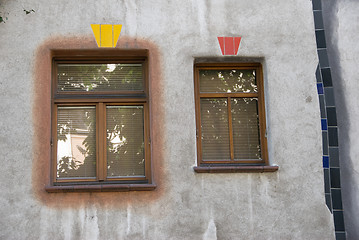 Image showing Two Windows -Hundertwasser Haus - Vienna