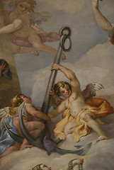 Image showing Little angels around an anchor