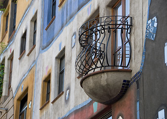 Image showing Terrace-Hundertwasser Haus - Vienna