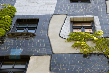 Image showing Two windows - Hundertwasser House