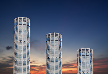 Image showing Skyscrapers on evening sky