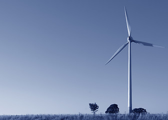 Image showing Wind turbine blue tint copyspace