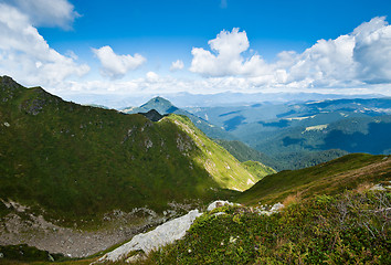 Image showing Carpathian mountains in Ukraine and Romania: on the ridge