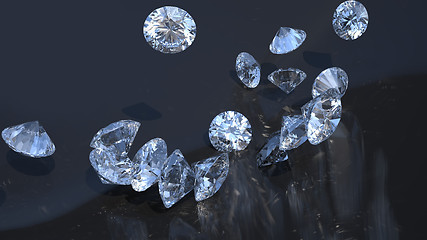 Image showing Jewels: large diamonds rolling over 