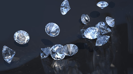 Image showing Large group of diamonds rolling over 