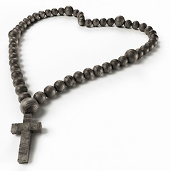 Image showing Religion and love: black chaplet or rosary beads