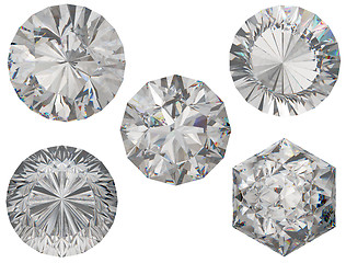 Image showing Top views of round and hexagonal diamond cuts 