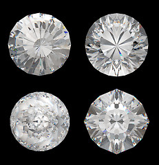 Image showing Top views of large diamonds on black