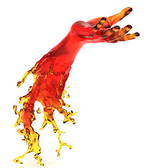 Image showing Lending somebody a helping hand: red liquid shape