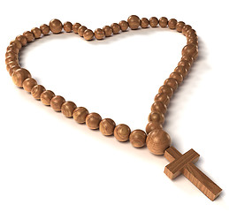 Image showing Rosary beads heart shape on white