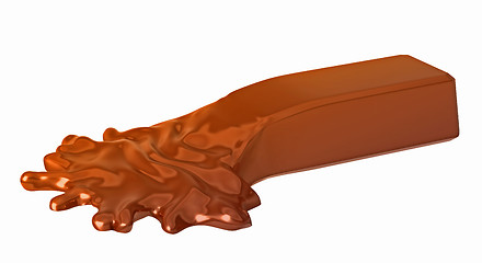 Image showing Sweet chocolate bar melting isolated 