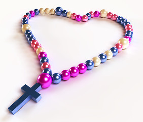 Image showing Abstract colorful rosary beads on white