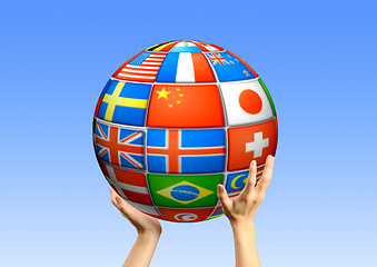 Image showing hands holding a sphere from flags