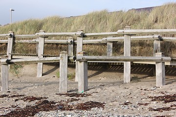 Image showing wooden beach walkway