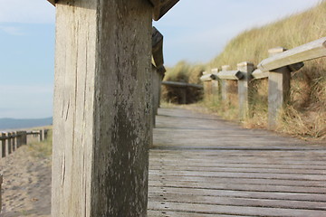 Image showing wooden beach walkway