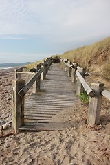 Image showing wooden beach walkway