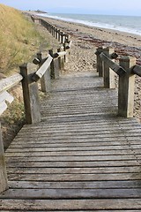 Image showing wooden beach walkway