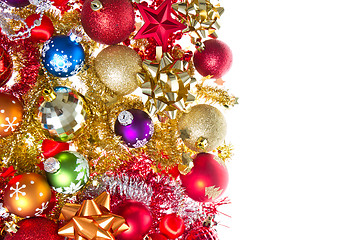 Image showing christmas balls and tinsel