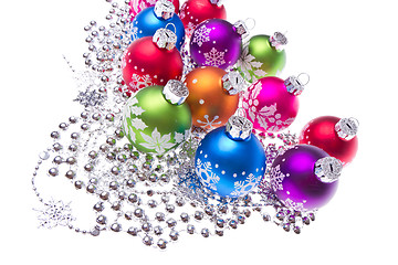 Image showing christmas balls with snowflake symbols