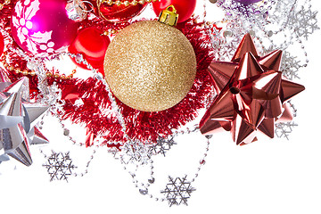 Image showing christmas balls and tinsel