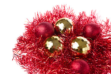 Image showing christmas balls with tinsel