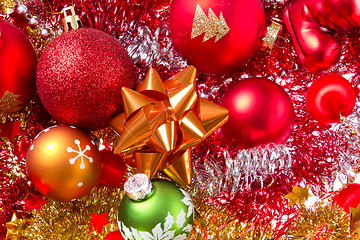 Image showing christmas balls and tinsel