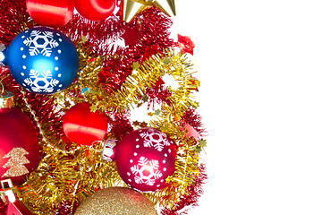 Image showing christmas balls and tinsel