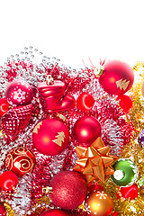 Image showing christmas balls and tinsel