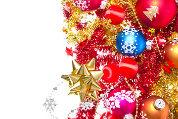 Image showing christmas balls and tinsel