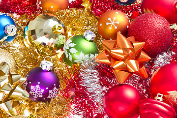 Image showing christmas balls and tinsel