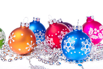 Image showing christmas balls with snowflake symbols