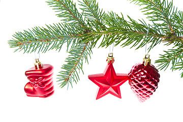 Image showing red christmas decoration on the tree