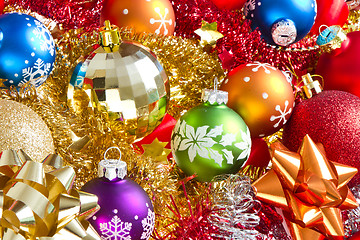 Image showing christmas balls and tinsel