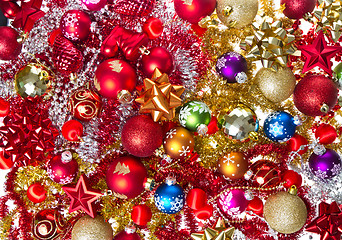 Image showing christmas balls and tinsel