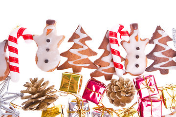 Image showing ginger snowmen with christmas decoration