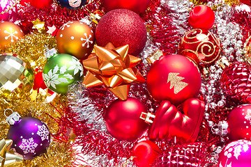 Image showing christmas balls and tinsel