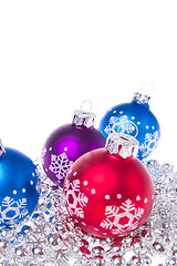 Image showing christmas balls with tinsel