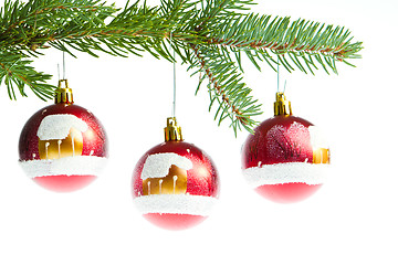 Image showing red christmas ball on branch