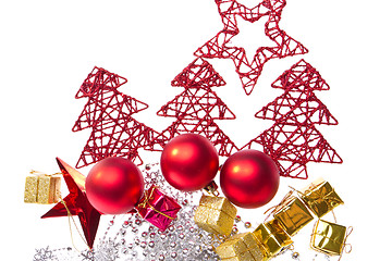 Image showing christmas decoration with trees and balls