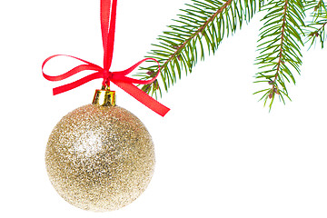 Image showing christmas balls hanging from tree