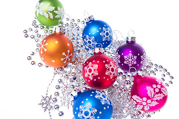 Image showing christmas balls with snowflake symbols