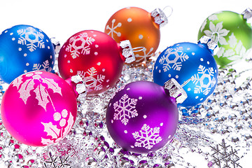 Image showing christmas balls with snowflake symbols