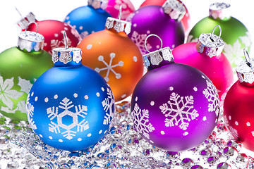 Image showing christmas balls with snowflake symbols