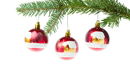 Image showing red christmas ball on branch